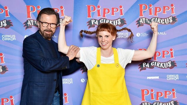 Björn Ulvaeus (l) trifft Pippi Langstrumpf (Ida Breimo).