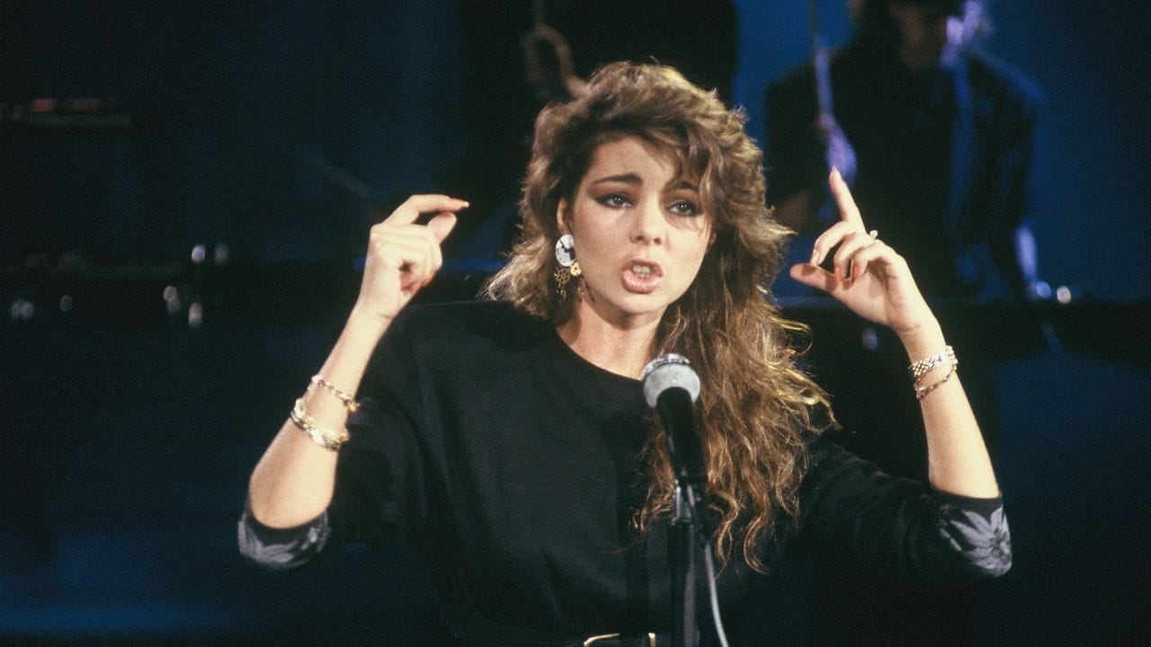 Sängerin Sandra bei einem Auftritt im Jahr 1990. Sängerin Sandra bei einem Auftritt im Jahr 1990.