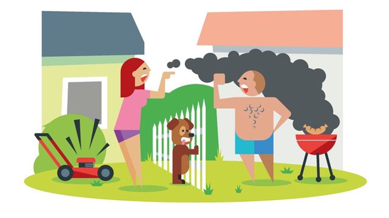 Wenn der rauchende Grill oder der laute Rasenmäher zum Ärgernis werden, sollten Nachbarn Ruhe bewahren.