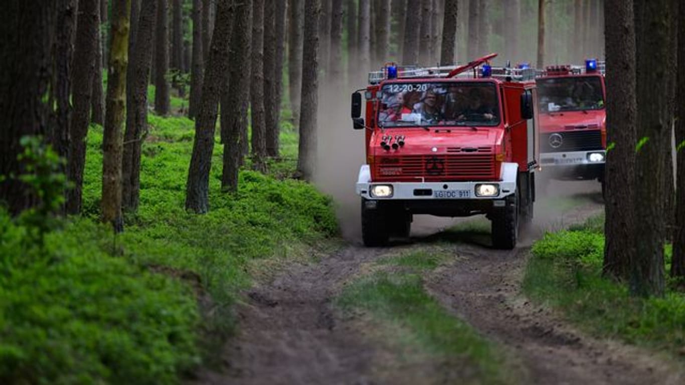 Einsatzfahrzeuge fahren zum Brandort (Symbolbild): Die Feuerwehr konnte den Brand löschen.