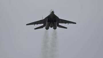 MiG-29 hebt von Weißrussland ab (Aktenfoto): Polen wollte diese Flugzeuge unbedingt an die Ukraine liefern.