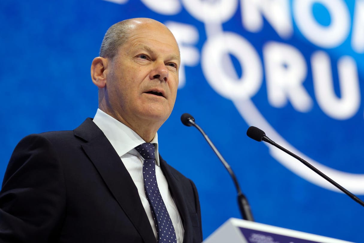 Bundeskanzler Olaf Scholz auf dem Weltwirtschaftsforum in Davos: Deutschland werde die Ukraine weiter unterstützen, betonte er.