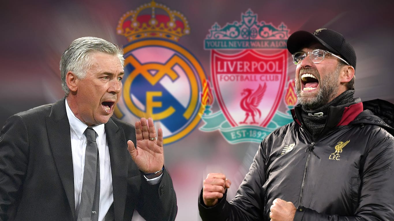 Duell der Giganten: Jürgen Klopp trifft im Endspiel der Champions League mit seinem FC Liverpool auf das von Carlo Ancelotti trainierte Real Madrid.