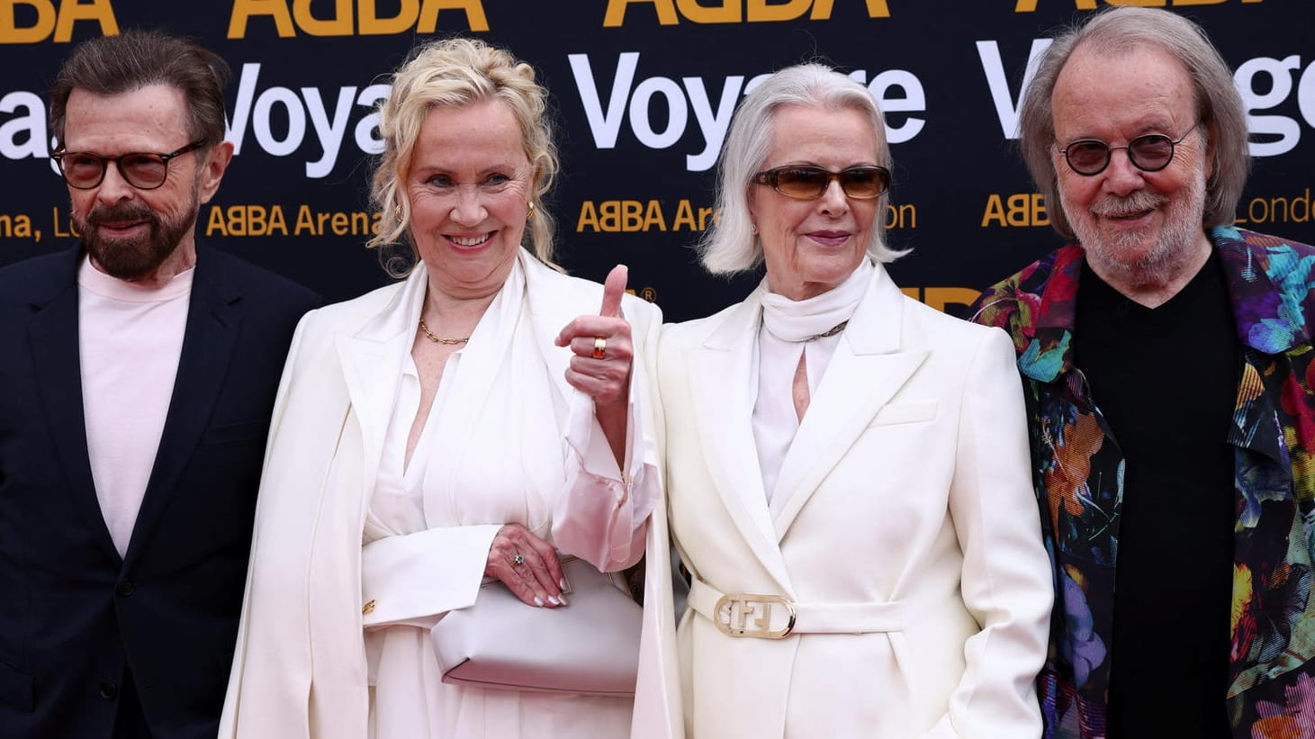 Björn, Anni-Frid, Agnetha und Benny bei der Premiere von "Abba Voyage" in London.