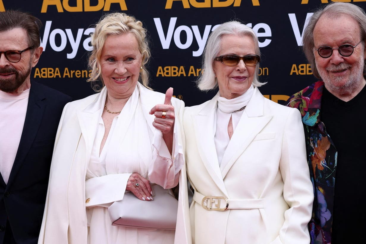 Björn, Anni-Frid, Agnetha und Benny bei der Premiere von "Abba Voyage" in London.