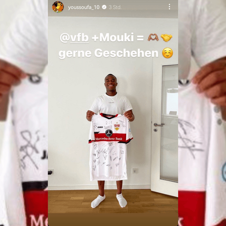Story-Post von Youssoufu Moukoko auf Instagram: So bedankt sich der BVB-Stürmer für das Geschenk des VfB Stuttgart.