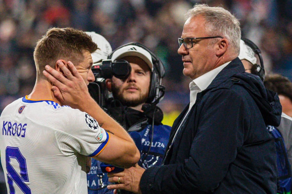 ZDF-Reporter Kaben (r.) und Kroos: Das Gespräch der beiden nach dem Champions-League-Finale sorgte bundesweit für Diskussionen.