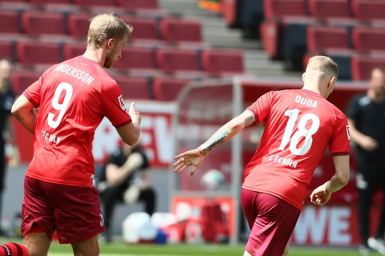 FC-Spieler Sebastian Andersson (l.) und Ondrej Duda (r.): Angesichts des aktuellen Sparkurses ist eine Trennung der beiden Großverdiener vom 1. FC Köln möglich.