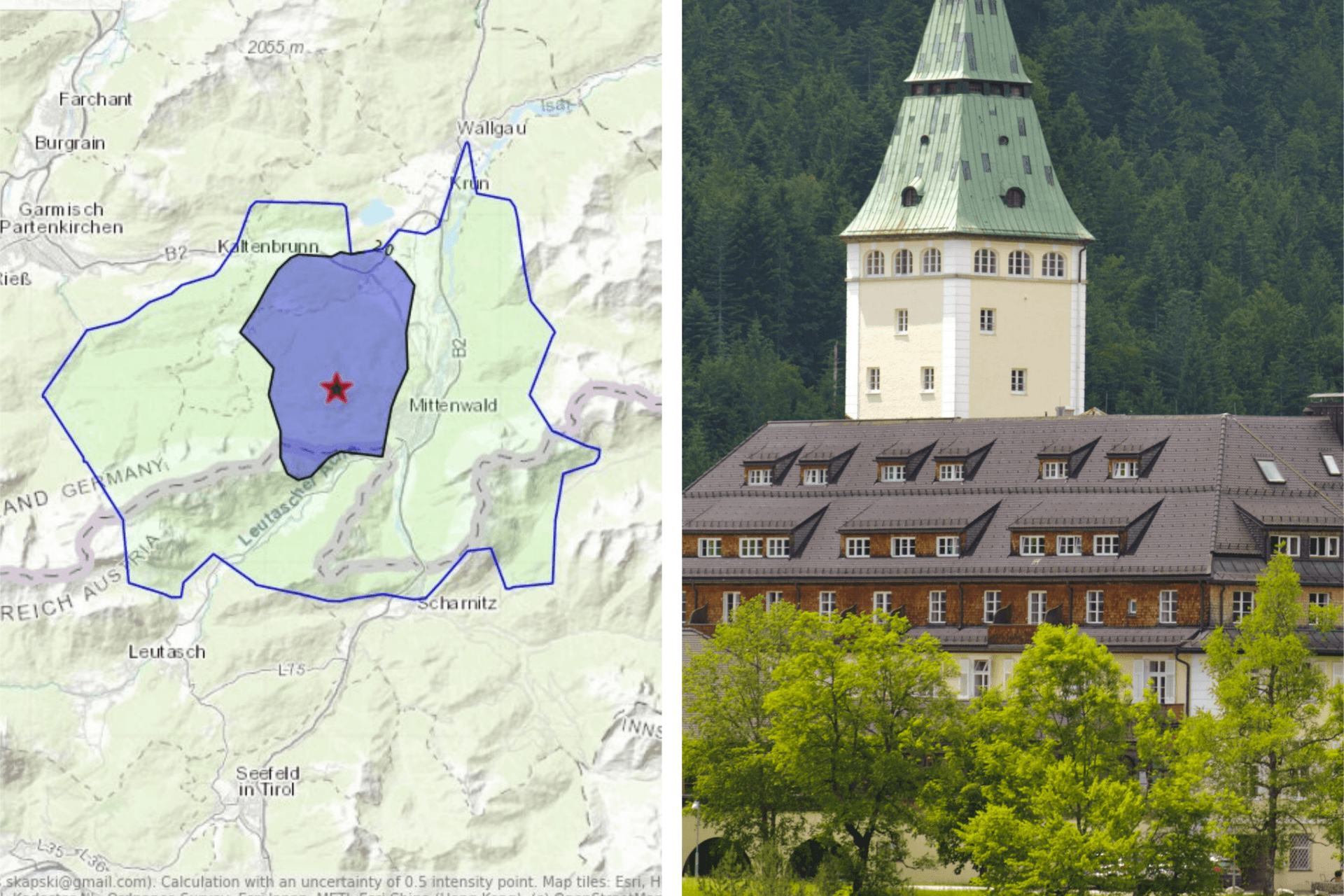 Erdbeben in unmittelbarer Nähe von Schloss in Elmau, dem Austragungsort des G7-Gipfels.