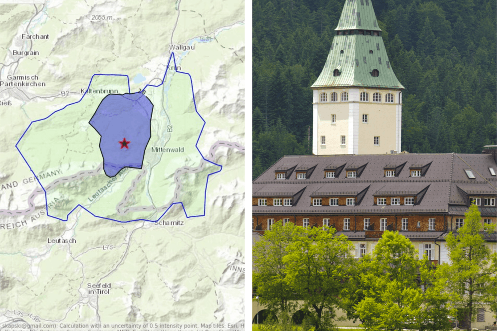 Erdbeben in unmittelbarer Nähe von Schloss in Elmau, dem Austragungsort des G7-Gipfels.