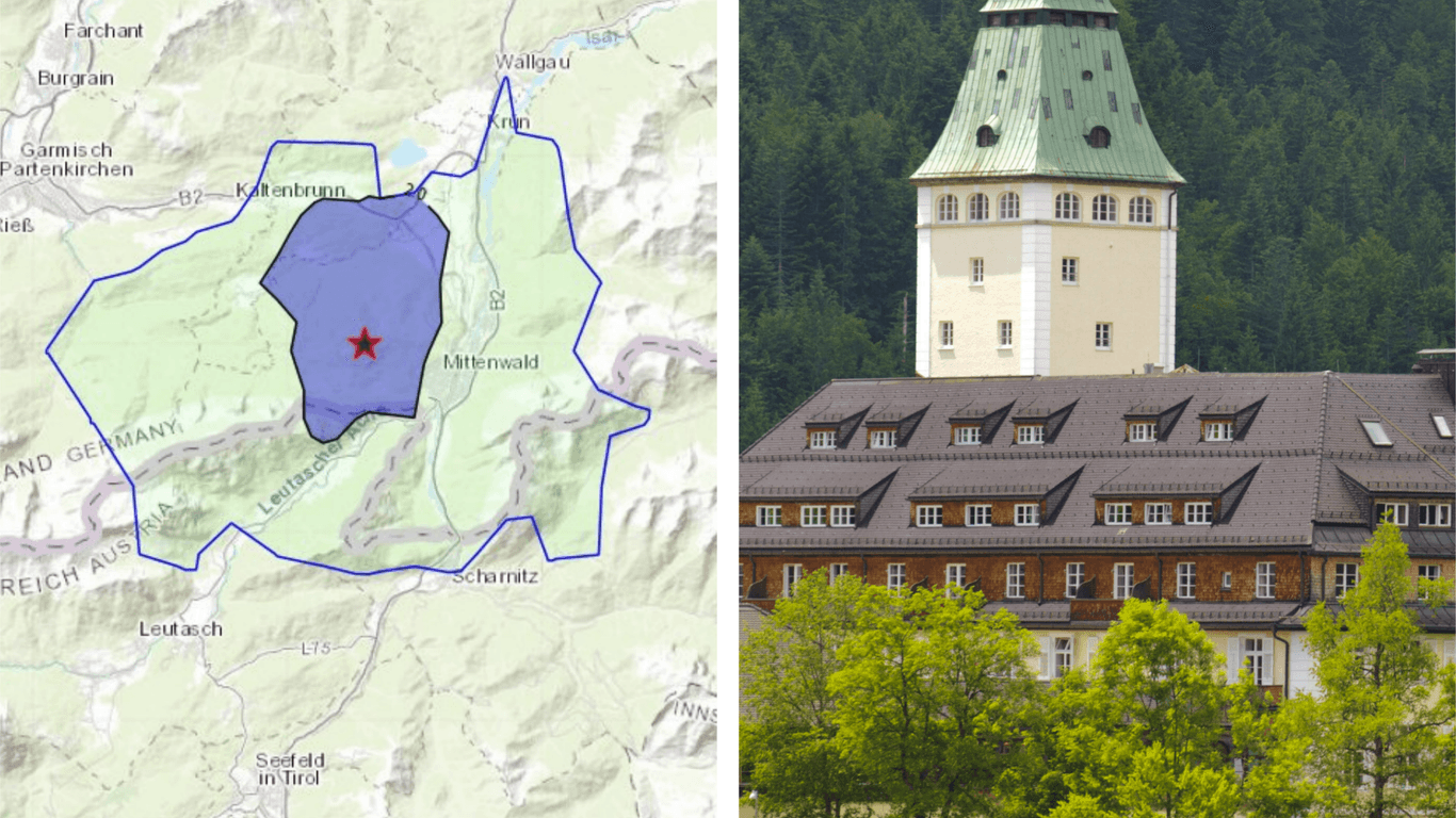 Erdbeben in unmittelbarer Nähe von Schloss in Elmau, dem Austragungsort des G7-Gipfels.