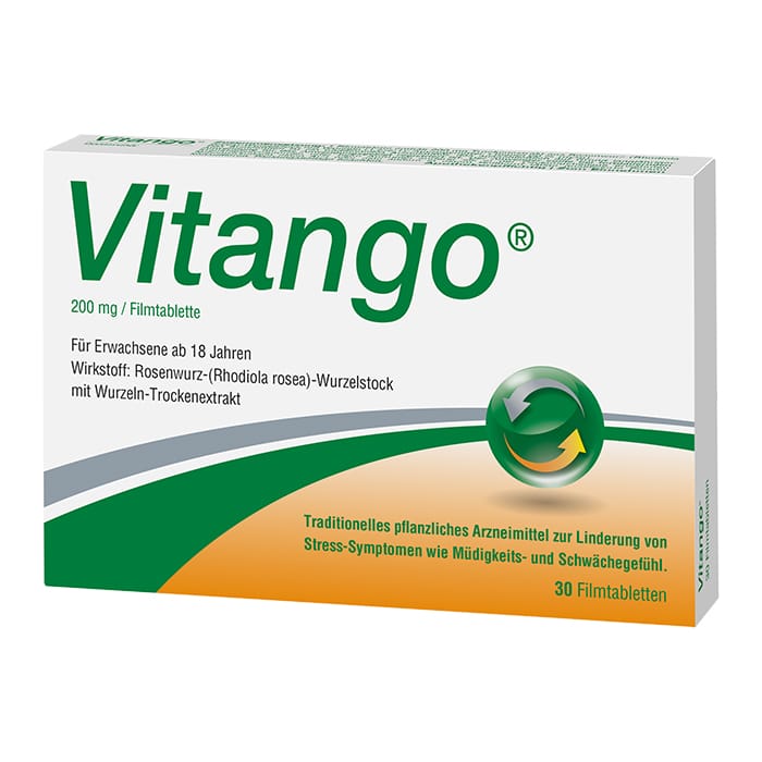 Das pflanzliche Arzneimittel Vitango® enthält einen speziellen Extrakt aus Rosenwurz und hilft dabei stressbedingte Symptome zu reduzieren.