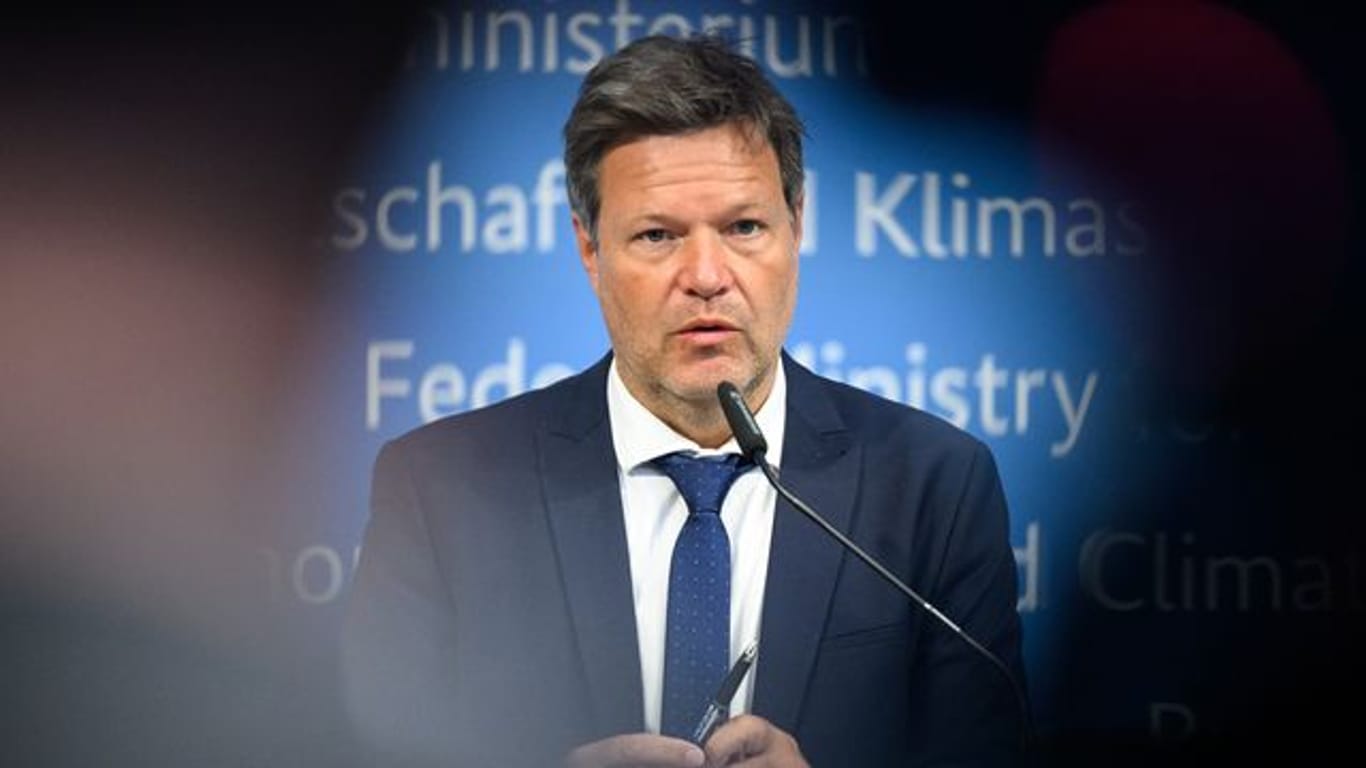 Bundeswirtschaftsminister Robert Habeck während einer Pressekonferenz. Bundeswirtschaftsminister Robert Habeck während einer Pressekonferenz.