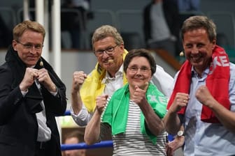 Spitzenkandidaten in Schleswig-Holsten beim "Politboxen": Daniel Günther (CDU), Bernd Buchholz (FDP), Monika Heinold (Grüne), Thomas Losse-Müller (SPD).