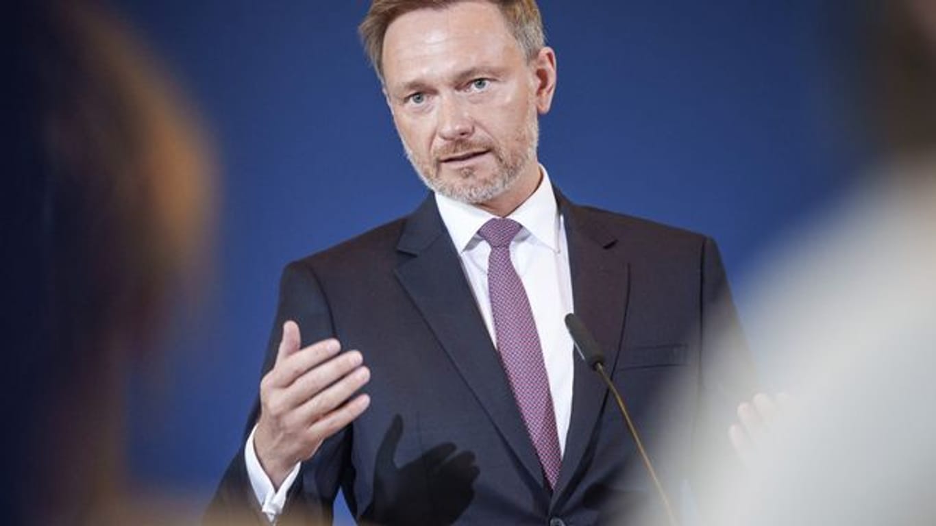 Bundesfinanziminster Christian Lindner (FDP) bei einer Pressekonferenz in Berlin.