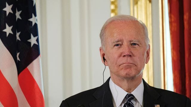 US-Präsident Joe Biden bei einer gemeinsamen Pressekonferenz mit dem japanischen Regierungschef Fumio Kishida im Akasaka-Palast in Tokio.