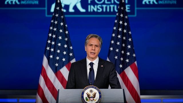 US-Außenminister Antony Blinken sieht trotz des Krieges in der Ukraine die größte internationale Herausforderung anderswo. US-Außenminister Antony Blinken sieht trotz des Krieges in der Ukraine die größte internationale Herausforderung anderswo.