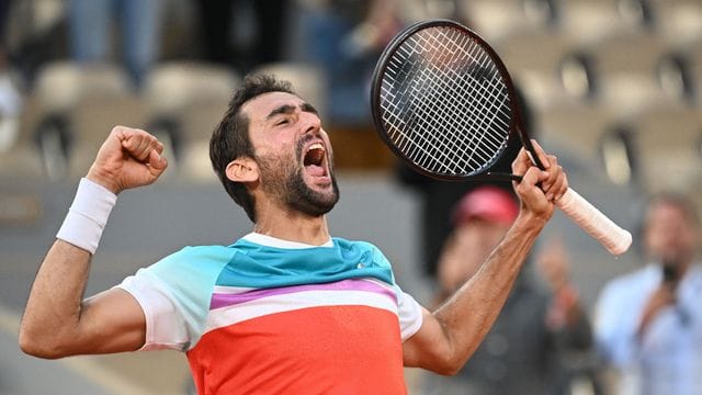 Marin Cilic jubelt nach seinem Sieg.