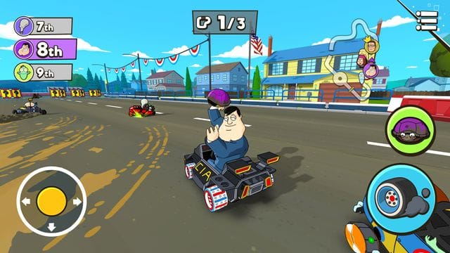 "Warped Kart Racers" bietet Rennen - und eine große Portion des Humors aus "American Dad". "Warped Kart Racers" bietet Rennen - und eine große Portion des Humors aus "American Dad".