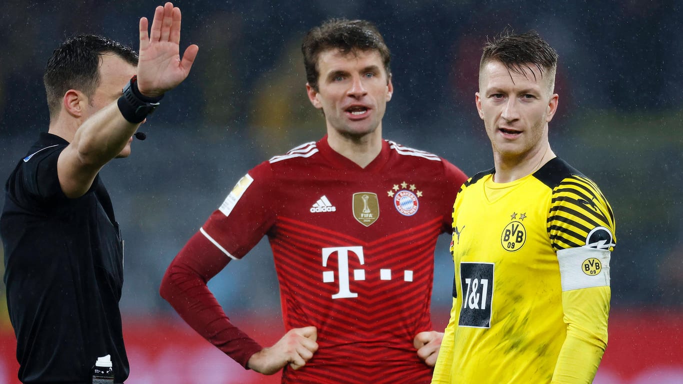 Thomas Müller (M.) und Marco Reus: Beide wollen mit ihren Teams die Meisterschaft in der Bundesligagewinnen.