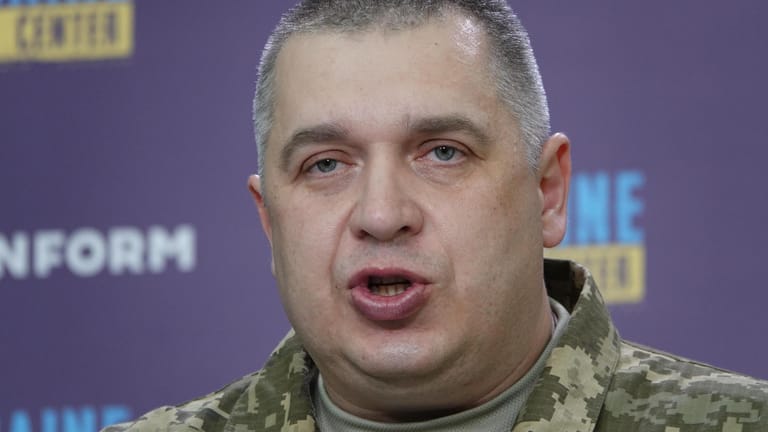 Olexij Hromow, der stellvertretende ukrainische Generalstabschef, spricht auf einer Pressekonferenz in der Hauptstadt.