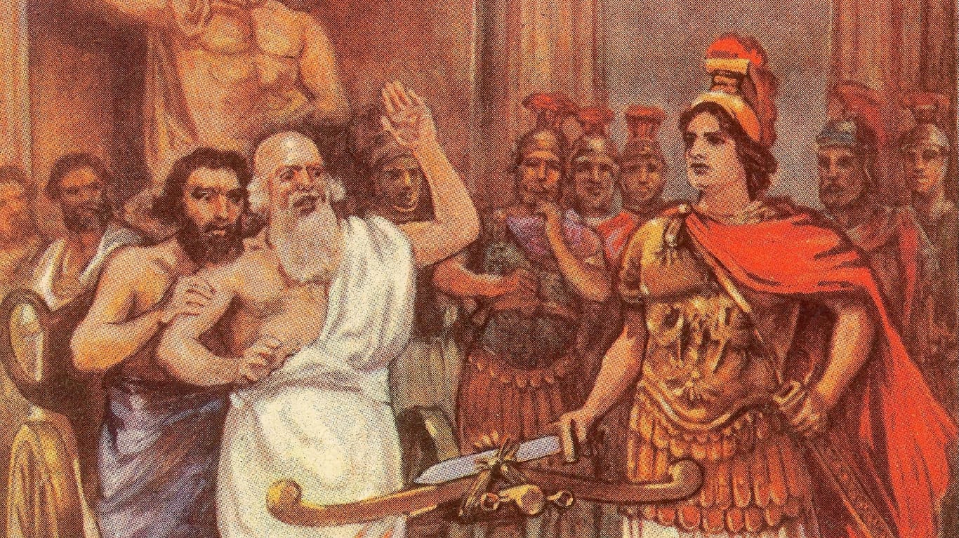 Alexander der Große beim Zerschlagen des Gordischen Knotens: Um den Herrscher ranken zahlreiche Legenden.