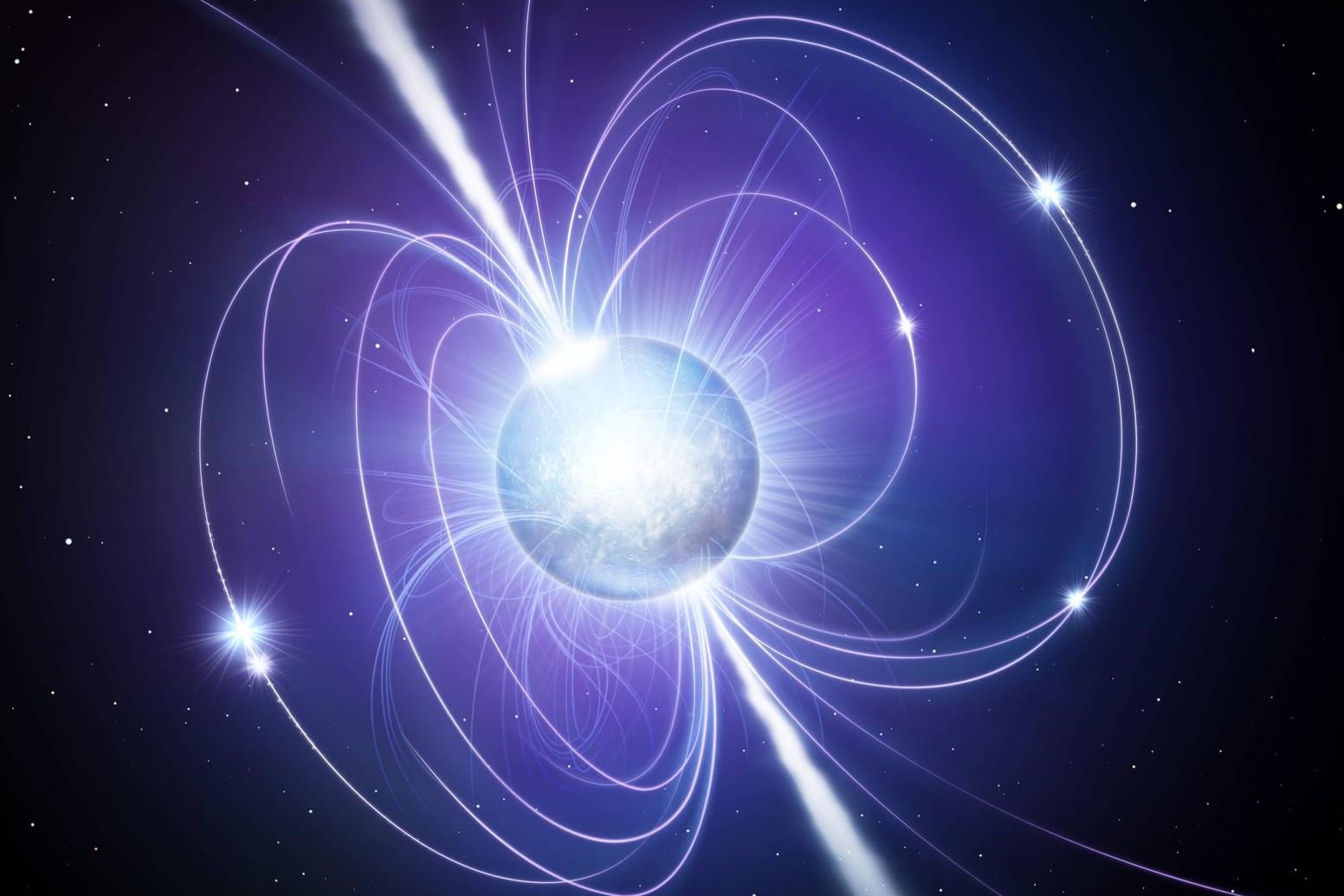 Künstlerische Darstellung eines Neutronensterns: Ist PSR J0901-4046 womöglich ein Magnetar mit ultralanger Dauer?