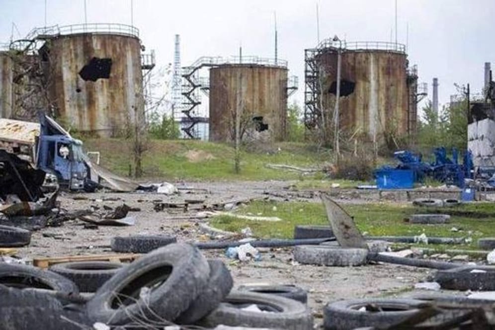 Eine zerstörte Chemiefabrik in Sjewjerodonezk.