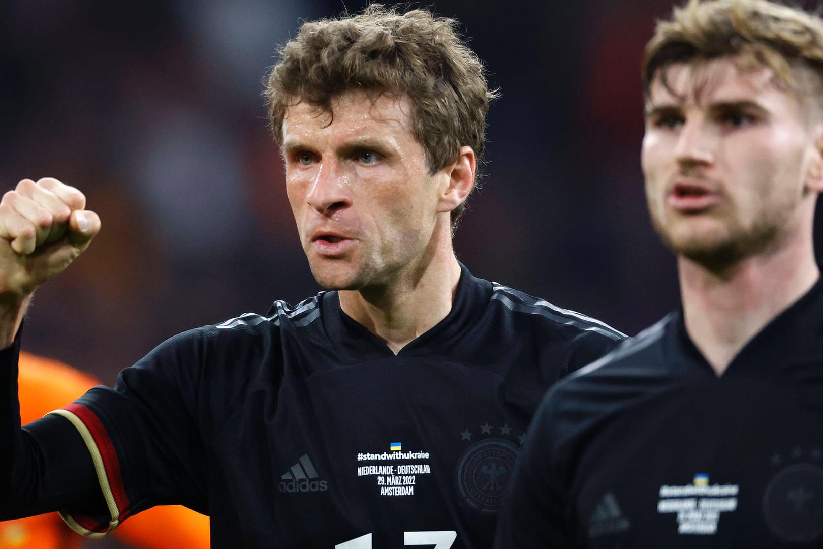 Thomas Müller (l.) und Timo Werner: Die beiden Nationalspieler wollen auch gegen Italien jubeln.