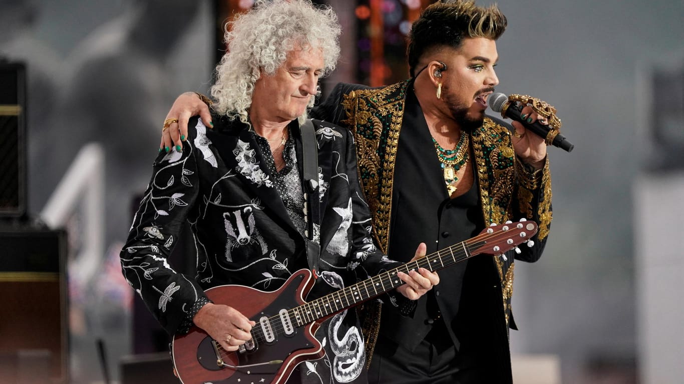 Die Band Queen und Sänger Adam Lambert eröffneten das Mega-Konzert in London.