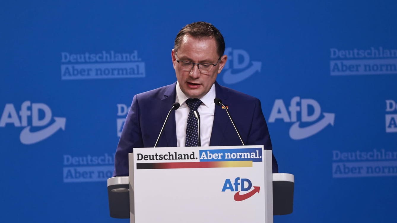 AfD-Parteichef Tino Chrupalla (Archiv): Die Partei hat gegen die Beobachtung als sogenannter Verdachtsfall Berufung eingelegt.