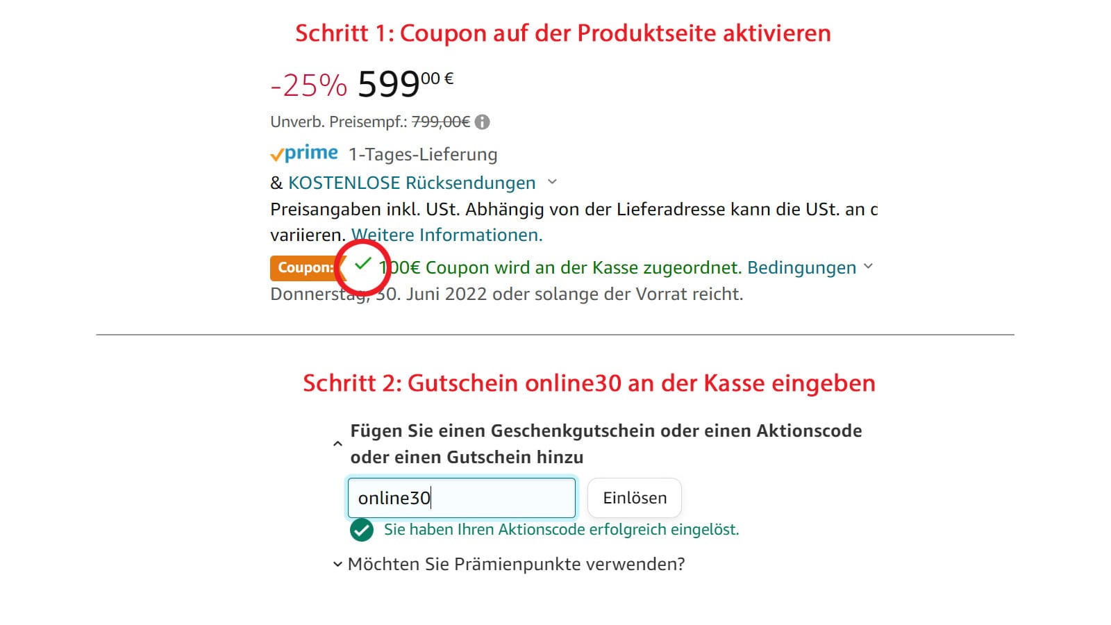 Auf keinen Fall vergessen: Mit den Coupon und dem Gutschein wird der Sauger 130 Euro günstiger.