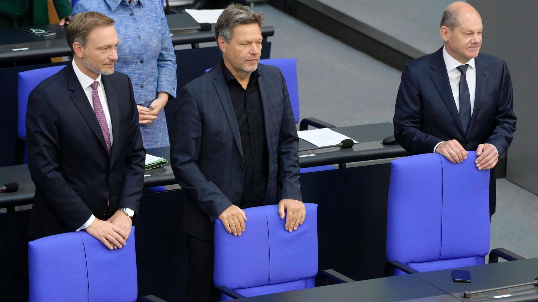 Wir müssen sparen – nur wie? Christian Lindner, Robert Habeck und Olaf Scholz im Bundestag.