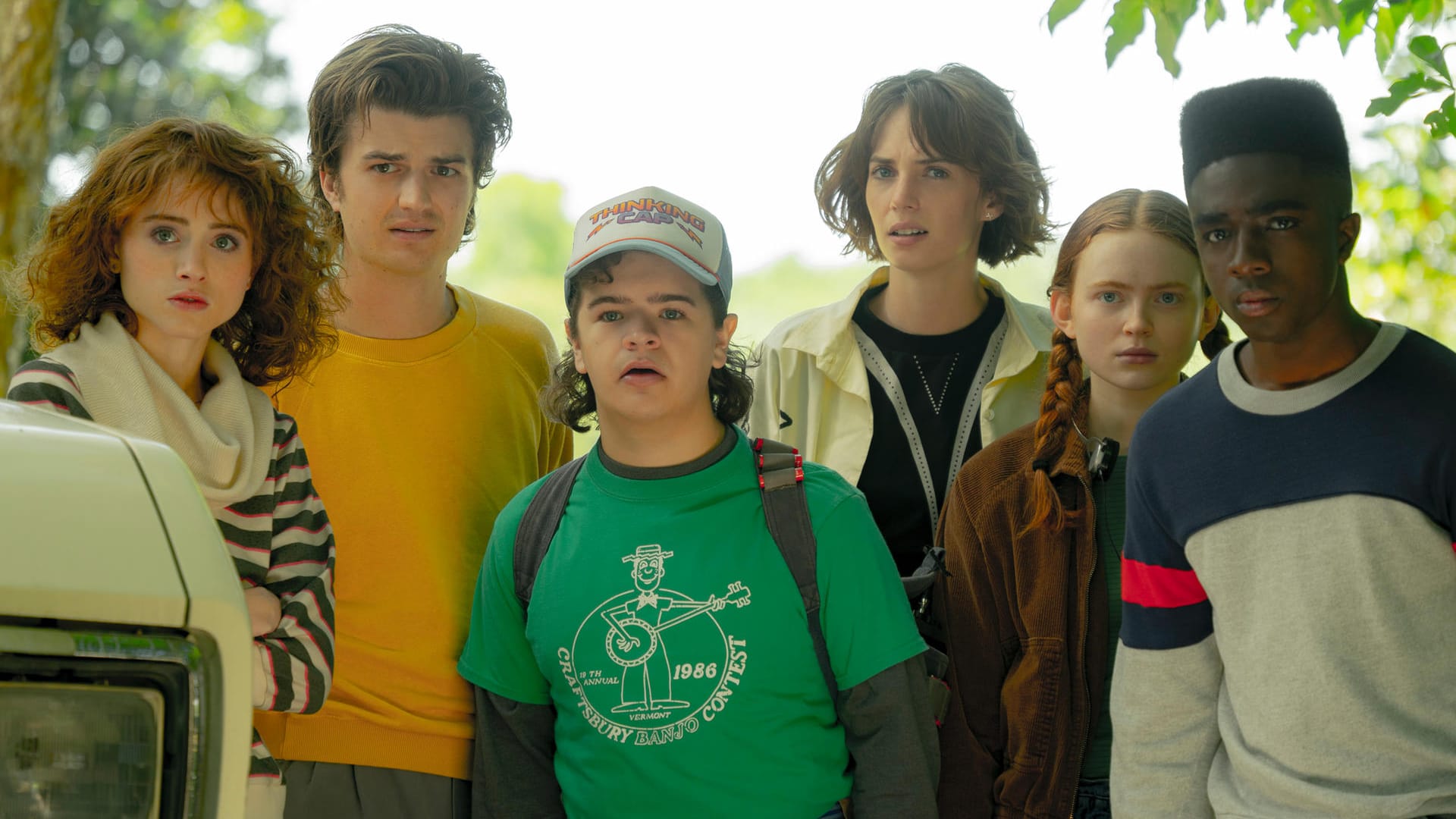 "Stranger Things": Natalia Dyer, Joe Keery, Gaten Matarazzo, Maya Hawke, Sadie Sink und Caleb McLaughlin.