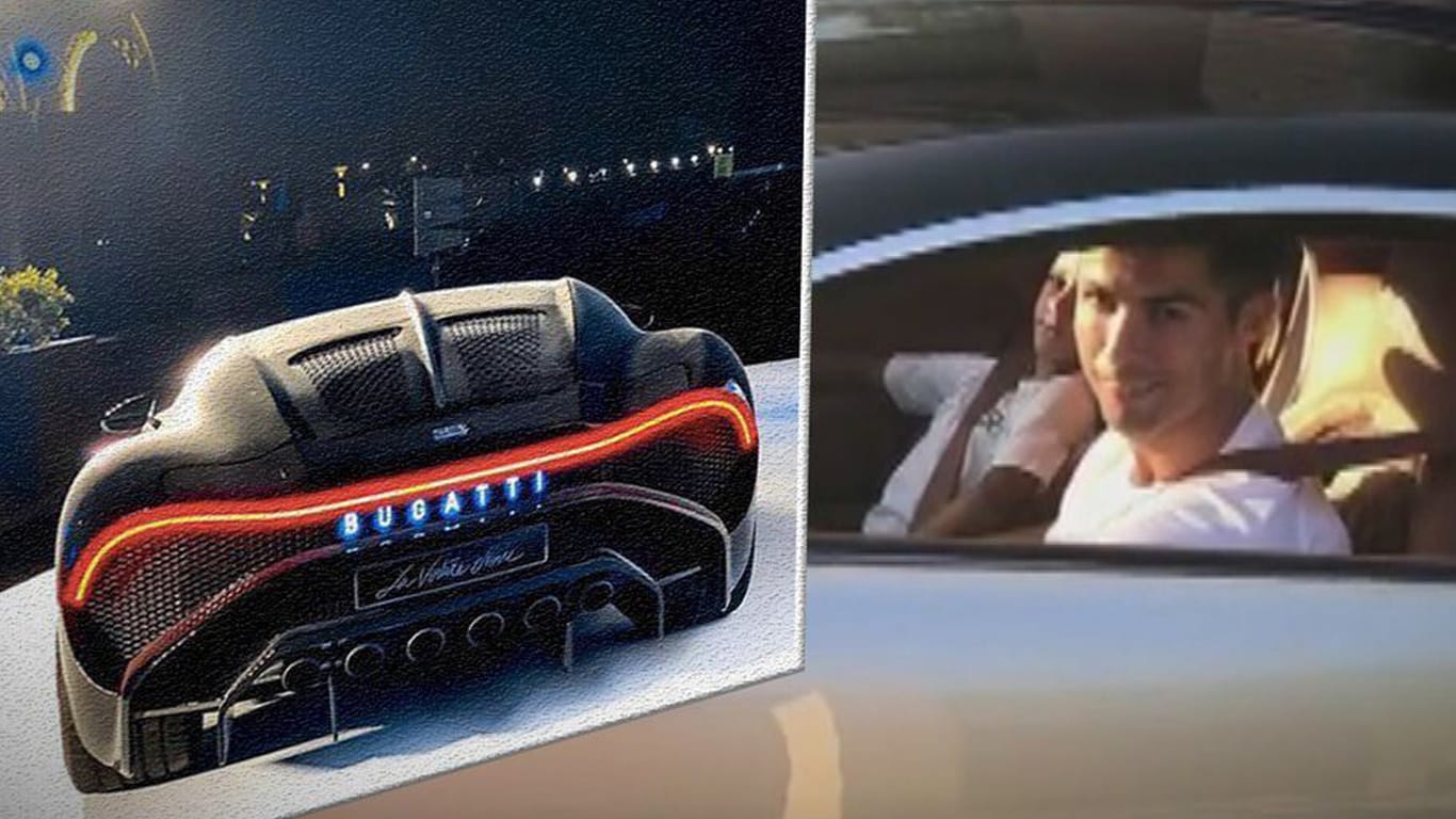Cristiano Ronaldo und sein Bugatti (Archivbild): Der Wagen des Fußballstars soll zwei Millionen Euro wert sein.