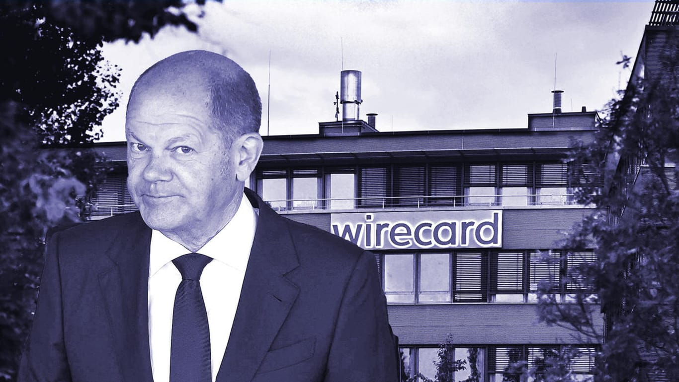 Olaf Scholz vor dem Wirecard-Hauptsitz in Aschheim bei München (Montage): Der Kanzler und frühere Finanzminister sieht sich im Wirecard-Skandal schwerer Kritik ausgesetzt.