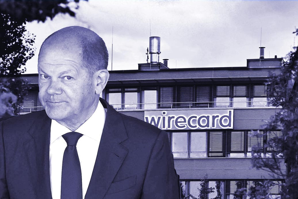 Olaf Scholz vor dem Wirecard-Hauptsitz in Aschheim bei München (Montage): Der Kanzler und frühere Finanzminister sieht sich im Wirecard-Skandal schwerer Kritik ausgesetzt.