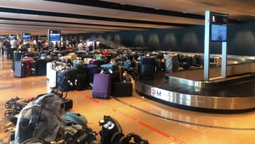 Baggage stranded at Hamburg Airport.
