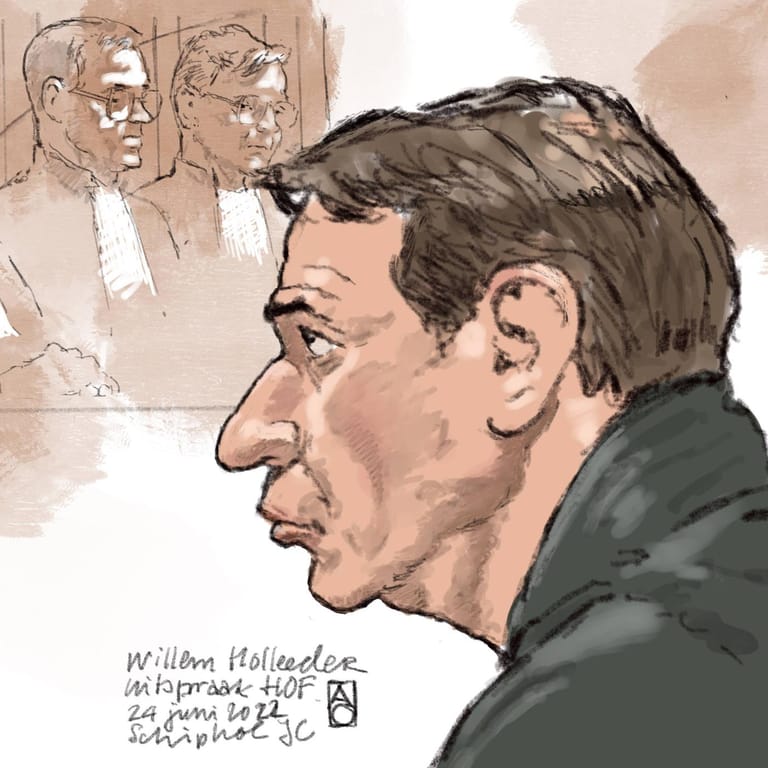 Gerichtszeichnung von Willem Holleeder: Der Verbrecher wird wegen seines Profils auch "Die Nase" genannt.