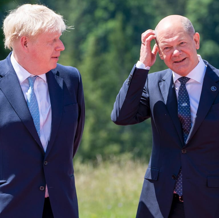 Boris Johnson und Olaf Scholz: "Uns eint der Blick auf die Welt", sagte der Kanzler über die G7-Staaten.