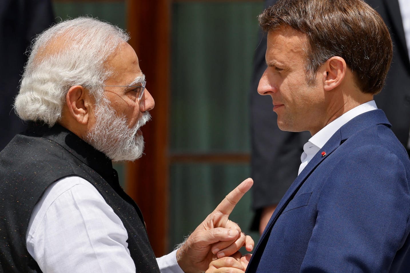 Indiens Premier Modi und Frankreichs Präsident Macron beim G7-Gipfel: Andere Sicht auf Russlands Krieg.