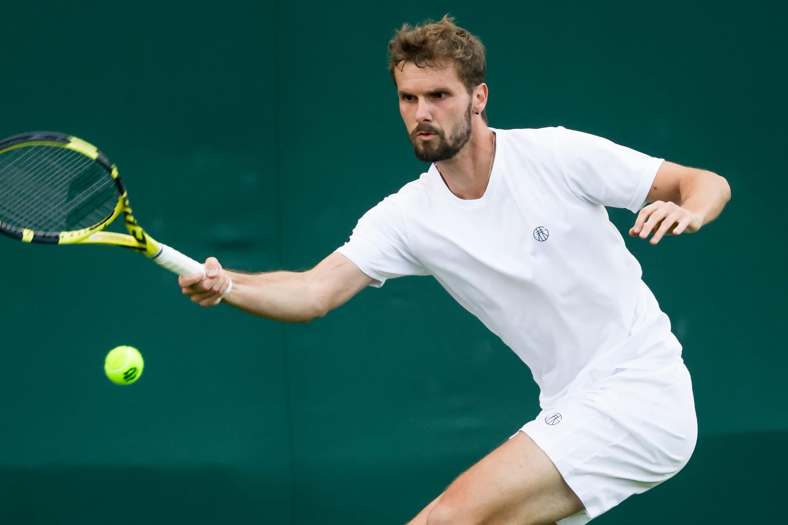 Oscar Otte bei seinem Auftaktsieg in Wimbledon gegen Landsmann Peter Gojowczyk.