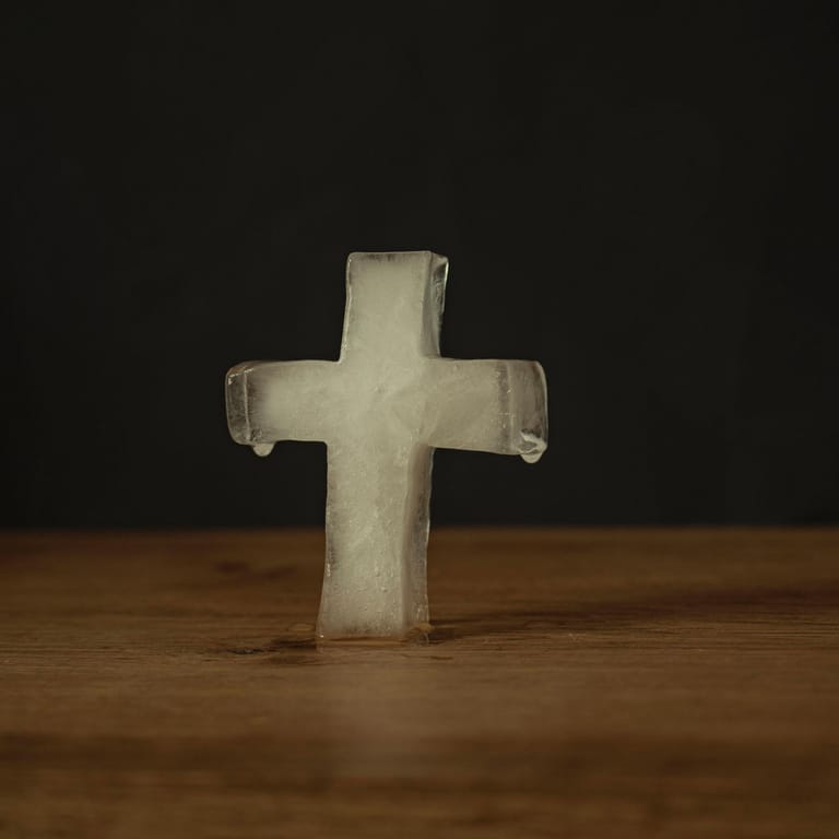 Ein schmelzendes Kreuz aus Eis: Manche glauben an ein absehbares Ende der Kirche.
