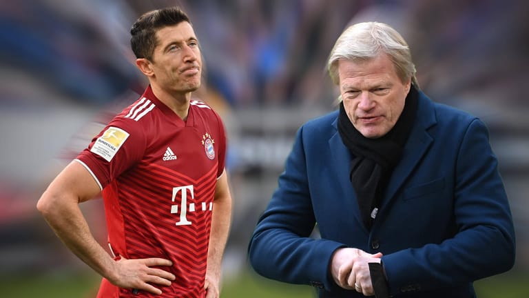 Oliver Kahn (r.): Zumindest öffentlich sieht der Bayern-Boss überhaupt keine Veranlassung, Robert Lewandowski ziehen zu lassen.