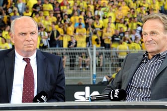 Uli Hoeneß und Hans-Joachim Watzke (r.): Die beiden Vereinsbosse sind sich uneinig.