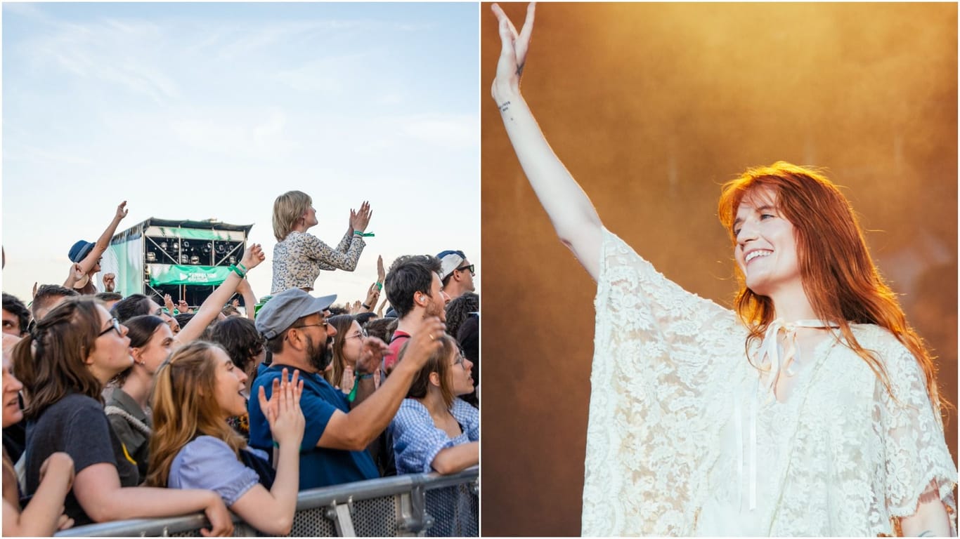 Jubelnde Fans und Sängerin Florence Welch: Am Wochenende fand in Berlin erstmals das Festival Tempelhof Sounds statt.