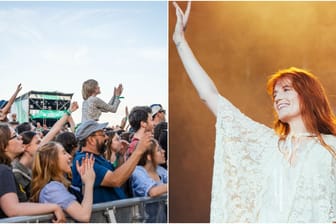 Jubelnde Fans und Sängerin Florence Welch: Am Wochenende fand in Berlin erstmals das Festival Tempelhof Sounds statt.