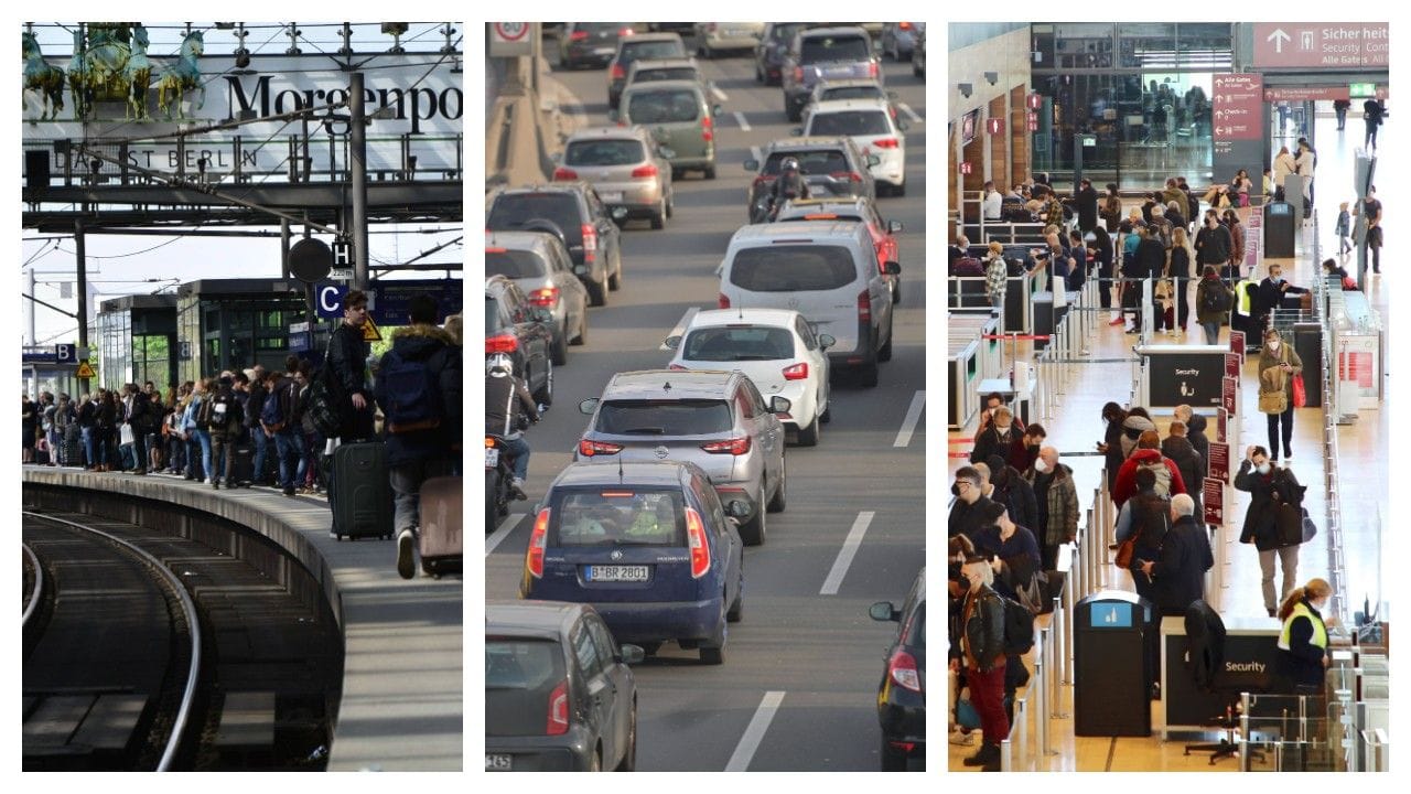 Volle Bahnsteige, Stau und Gedränge am BER: Viele Berliner wollen über das Pfingstwochenende verreisen.