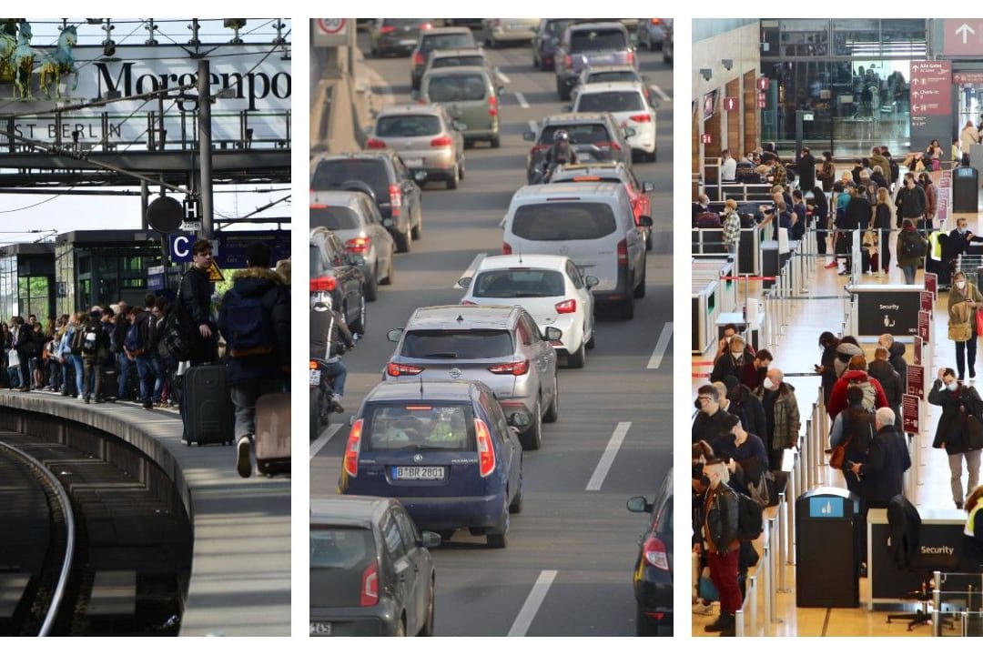 Volle Bahnsteige, Stau und Gedränge am BER: Viele Berliner wollen über das Pfingstwochenende verreisen.