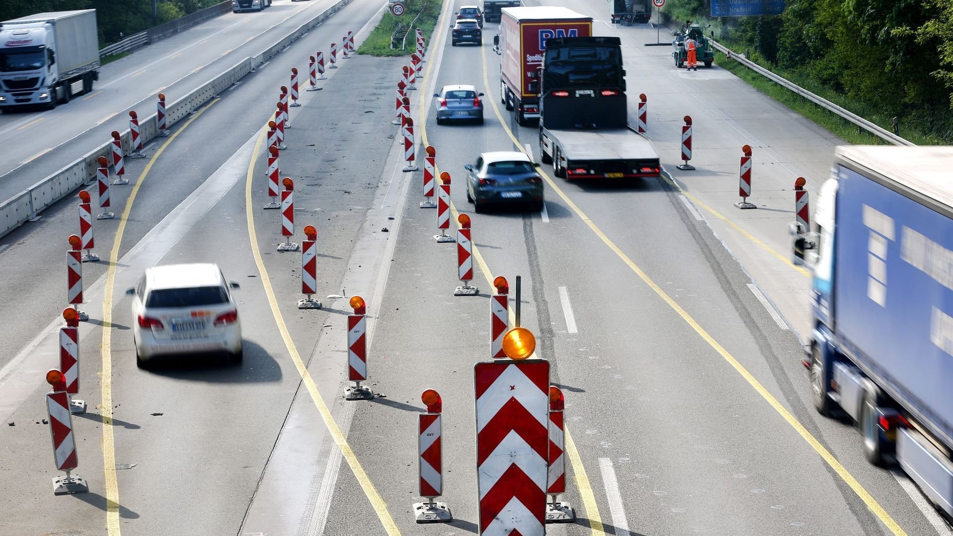 Bauarbeiten auf Autobahn